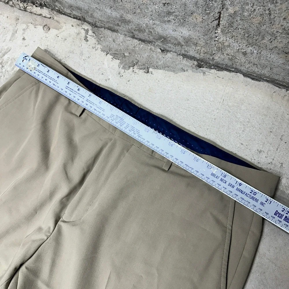 Nautica Men's Tan Chinos Flat Front Dress Pants Size 42W‎ x 32L Polyester Blend